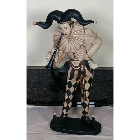 Vintage Joker Court Jester Figurine Composite Wood Statue Philippines 16"H - Picture 2 of 16